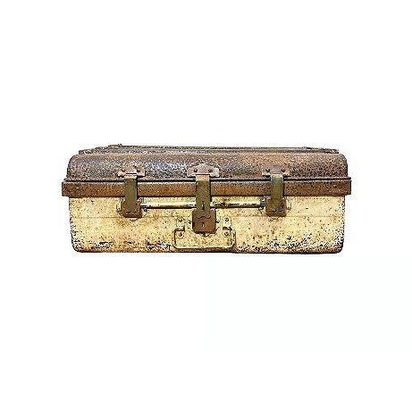 BAU BALI ANTIQUE METAL BRANCO 65X40X25CM