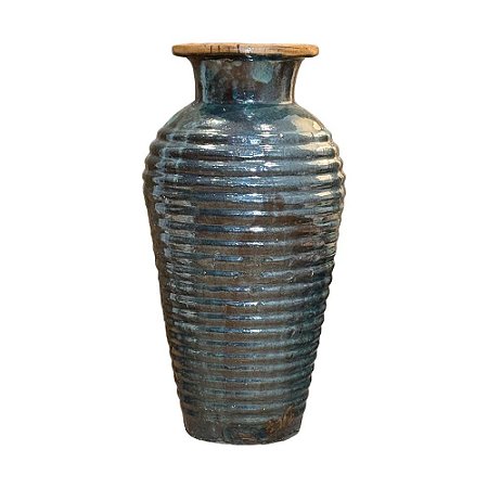 VASO RUSTICO DE CERAMICA IMPORTADO PISA VERDE D40XA77CM