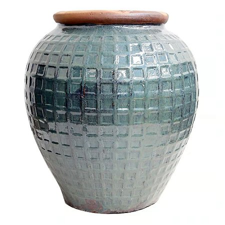 VASO RUSTICO DE CERAMICA IMPORTADO INGLATERRA VERDE D55XA65CM