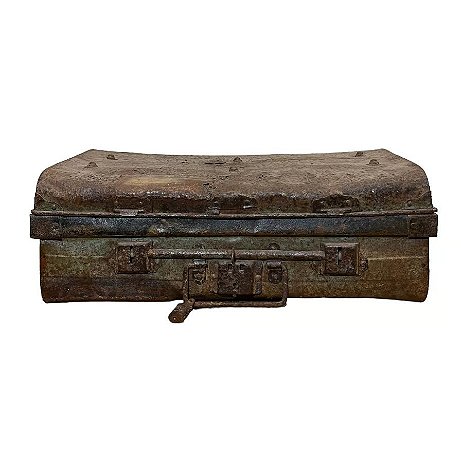 BAU BALI ANTIQUE METAL VERDE COM CADEADO 57X30X20CM