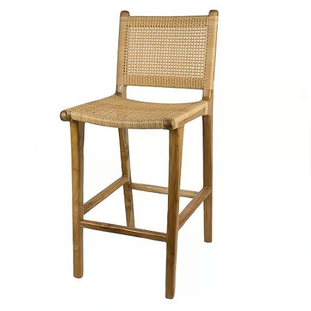 BANQUETA ATALAIA MADEIRA COM RATTAN SINTETICO CRU