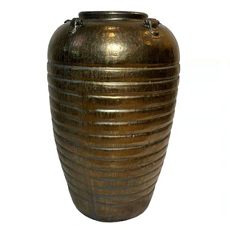 VASO VIETNAMITA DE CERAMICA IMPORTADO COM ALCA EGITO BRONZE D44XA70CM