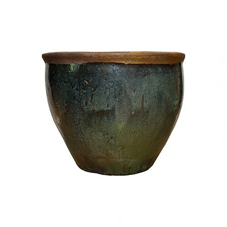 VASO RUSTICO DE CERAMICA IMPORTADO XANGAI VERDE D66XA56CM