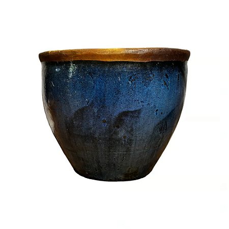 VASO RUSTICO DE CERAMICA IMPORTADO XANGAI AZUL D66XA56CM