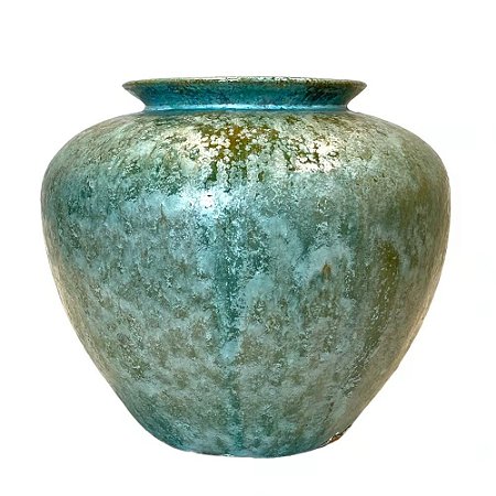 VASO VIETNAMITA DE CERAMICA IMPORTADO KRABI MUSGO D38XA35CM