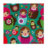 TELA DOLLS FUNDO VERDE COLORIDA 28 X 28 X 1,8 CM