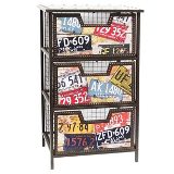 GAVETEIRO MOVEL METAL AUTO PLAQUES COLORIDO/PRETO 49 X 35 X