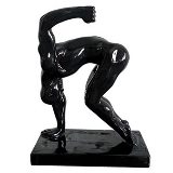 ESCULTURA RESINA YOGIN MAO NO CHAO PRETO 22 X 14 X 27 CM
