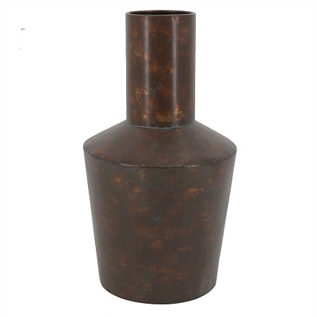VASO DECORATIVO EM METAL - MARROM - 21X21X38.5CM