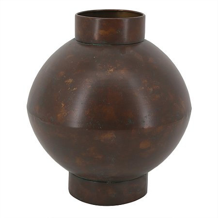 VASO DECORATIVO EM METAL - MARROM - 24X24X27CM