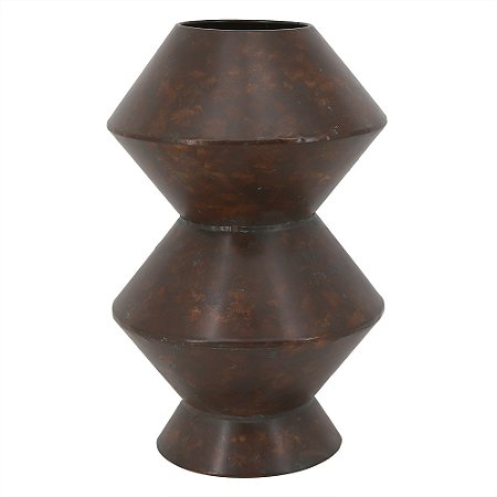 VASO DECORATIVO EM METAL - MARROM - 20X20X31.5CM