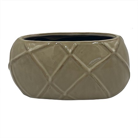 VASO DECORATIVO EM CERAMICA - CAQUI ESCURO - 25X13X11.5CM