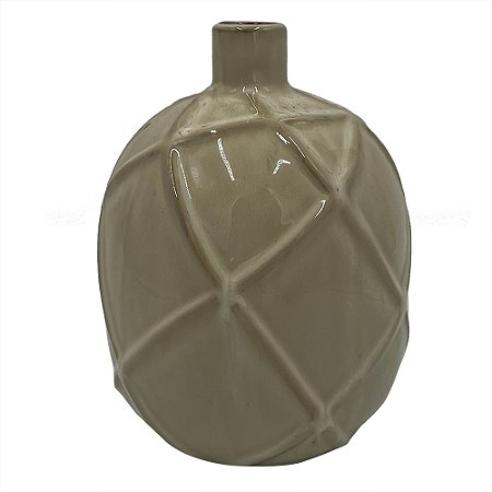 VASO DECORATIVO EM CERAMICA - CAQUI ESCURO - 14.5X14.5X19.5CM