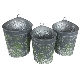 CJ. DE VASOS EM METAL VERDE E PRATA - 3PCS