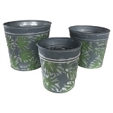 CJ. DE VASOS EM METAL VERDE E PRATA - 3PCS