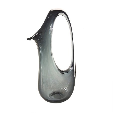VASO DECORATIVO EM VIDRO FUME 22CM X 10CM X 39CM