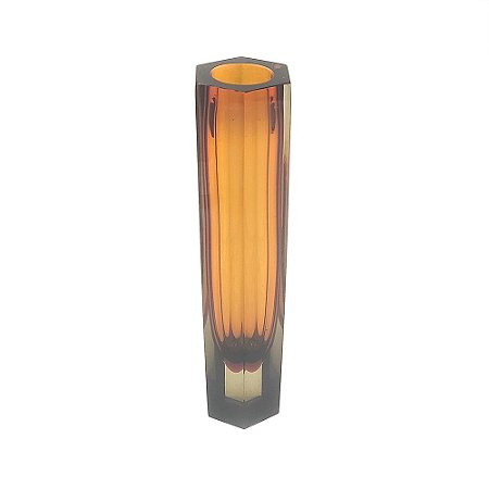 VASO DECORATIVO EM VIDRO AMBAR 5,5CM X 5CM X 25CM