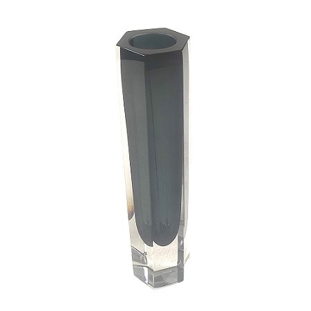 VASO DECORATIVO EM VIDRO FUME 5,5CM X 5CM X 25CM