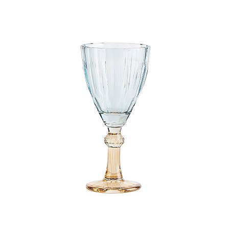 CJ TACAS EM VIDRO COM DETALHE NA HASTE AZUL E AMBAR 6 PCS - 250ML