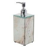 PORTA SABONETE LIQUIDO DE VIDRO BRANCO E MARROM