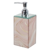 PORTA SABONETE LIQUIDO DE VIDRO BRANCO E ROSA