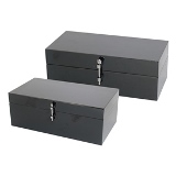 CJ. DE PORTA JOIAS DE MADEIRA PRETO - 2 PCS