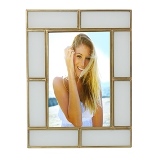 PORTA RETRATO DE METAL E VIDRO DOURADO