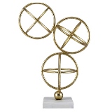 PECA DECORATIVA DE METAL DOURADO E BRANCO