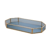 BANDEJA DE VIDRO E METAL AZUL