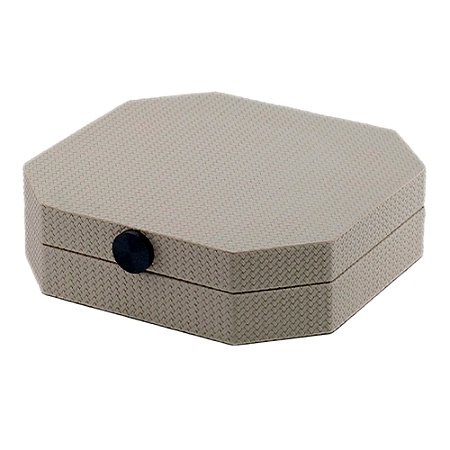 CAIXA DECORATIVA EM MADEIRA E REVESTIDO EM PU CREME 25CM X 25,3CM X 7CM
