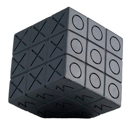 PECA DECORATIVA EM RESINA - CUBO JOGO DA VELHA - PRETO - 9.7X9.7X9.7CM