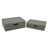 CJ. DE CAIXAS DE MADEIRA CINZA E DOURADO - 2PCS