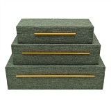 CJ. DE CAIXAS DE MADEIRA CINZA E DOURADO - 2PCS