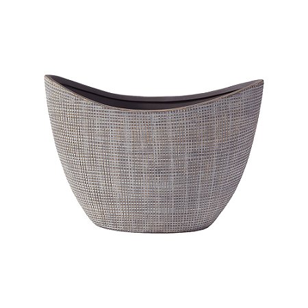 VASO DECORATIVO EM CERAMICA CINZA