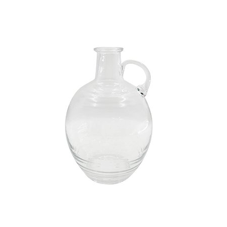 VASO DECORATIVO ESTILO JARRA COM ALCA EM VIDRO TRANSPARENTE