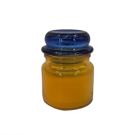 VELA AROMATIZADA OASIS EM VIDRO AZUL E AMBAR