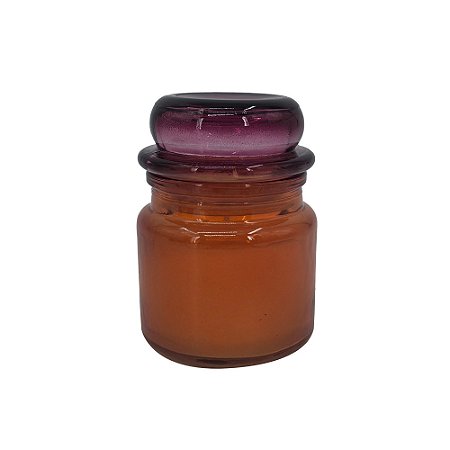 VELA AROMATIZADA TOQUE DO ENTARDECER EM VIDRO AMBAR E ROSA