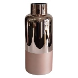 VASO DE VIDRO ROSE E CROMADO