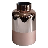 VASO DE VIDRO ROSE E CROMADO
