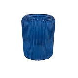 VASO DE VIDRO CANELADO AZUL