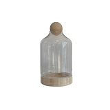 VASO DE VIDRO COM MADEIRA TRANSPARENTE E NATURAL