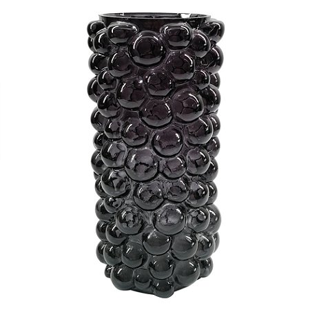 VASO DE VIDRO PRETO COM TEXTURA
