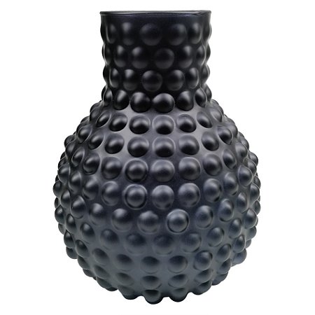 VASO DE VIDRO PRETO COM TEXTURA