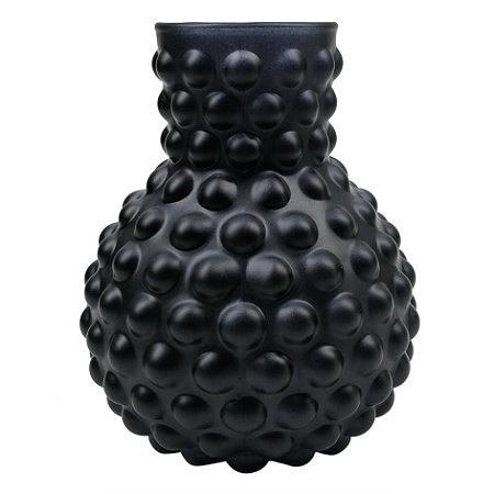 VASO DE VIDRO PRETO COM TEXTURA