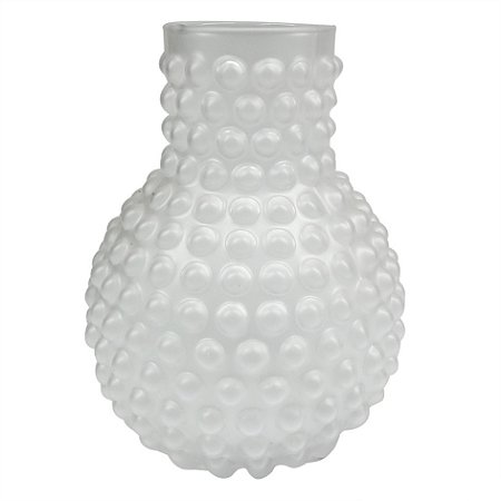 VASO DE VIDRO BRANCO COM TEXTURA
