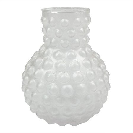 VASO DE VIDRO BRANCO COM TEXTURA