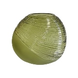 VASO DECORATIVO EM VIDRO - VERDE MUSGO - 20X16,5X16,5CM