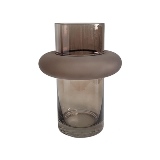 VASO DECORATIVO EM VIDRO - MARROM - 15,5X15,5X20CM