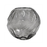 VASO DECORATIVO EM VIDRO - FUME - 16,5X16,5X15CM
