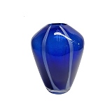 VASO DE VIDRO AZUL COM LISTRAS BRANCAS